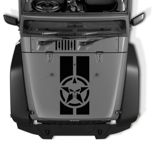 Jeep wrangler Hood Decal Punisher Star Stripe
