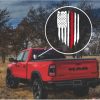 Red Line Fireman Weathered Flag Decal Sticker