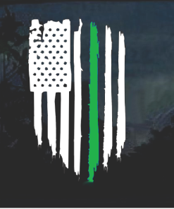 Green Line Military Weathered Flag Window Decal Sticker