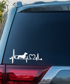 Dachshund Heartbeat Window Decal Sticker