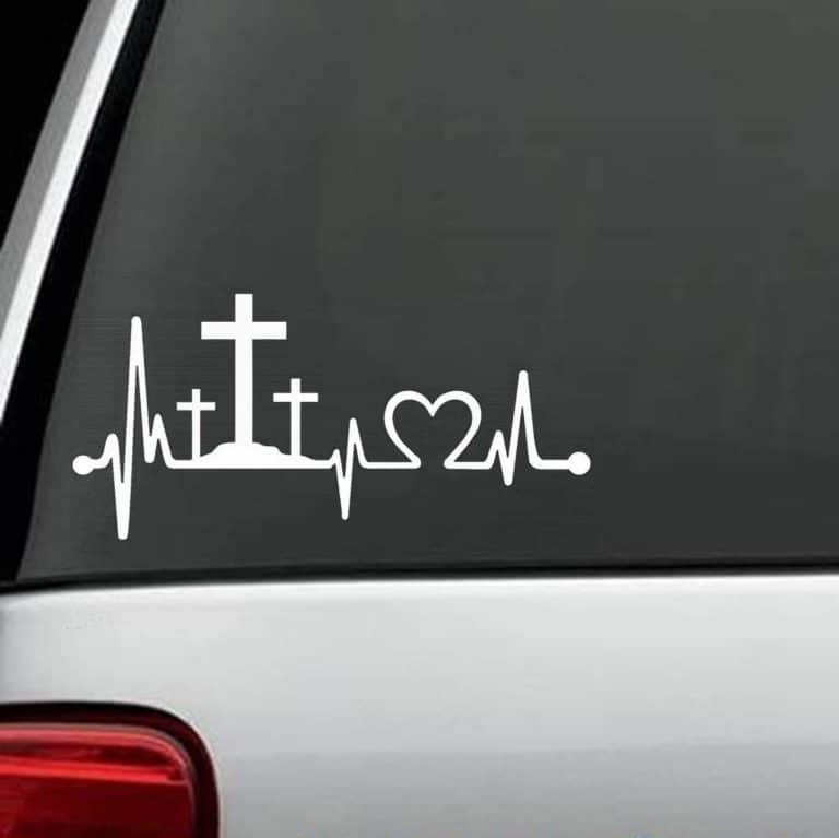 Crosses Heartbeat Christian Window Decal Sticker