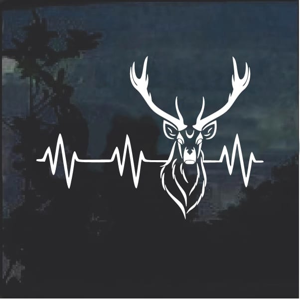 Deer Hunting Heartbeat Buck Tribal Window Decal Sticker