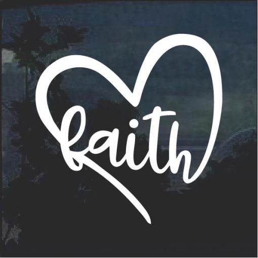 Faith Heart Christian Window Decal Sticker