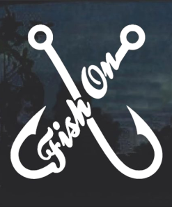 Fishing Fish on Crossing hooks Decal Sticker