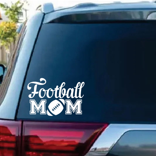 Adesivo INDIGOS UG "Football Mom" – JDM Die Cut, Bianco, 129x88 Mm, Per Auto Laptop Vetro, Resistente UV