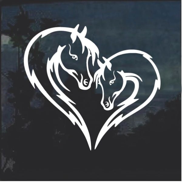 Horse Love Heart Head Window Decal Sticker