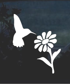 Hummingbird and Daisy Flower window decal Sticker