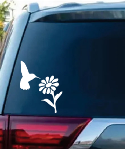 Hummingbird and Daisy Flower window decal Sticker