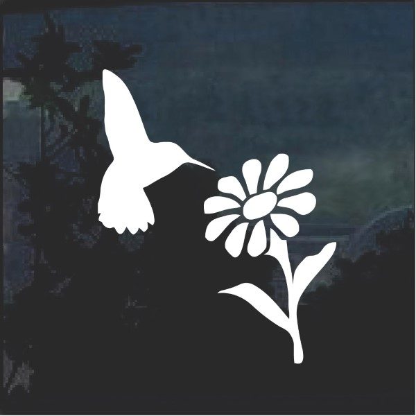 Hummingbird and daisy window decal sticker