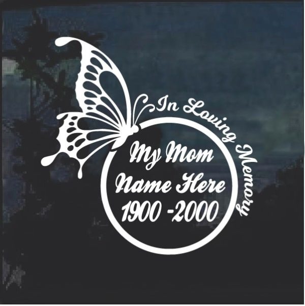 In Loving Memory of Mom Butterfly Round Decal Sticker