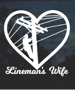 Lineman Electrician Wife Line Life Heart Window Decal Sticker