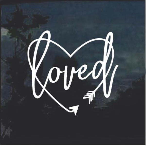 Loved Arrow Heart Window Decal Sticker