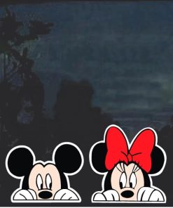 Mickey and Minnie peeking Pair of Decal stickers