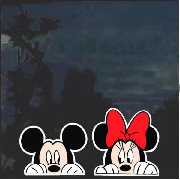 Mickey and Minnie peeking Pair of Decal stickers