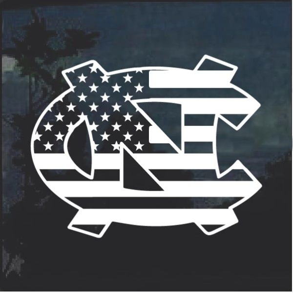 North Carolina Tarheels UNC Flag Decal Sticker