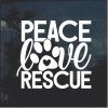 Peace Love Rescue Dog Paw Decal Sticker