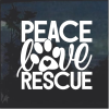 Peace Love Rescue Dog Paw Window Decal Sticker
