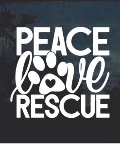 Peace Love Rescue Dog Paw Window Decal Sticker