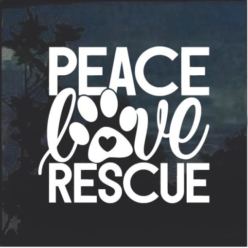 Peace Love Rescue Dog Paw Decal Sticker