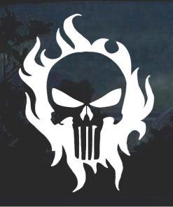Punisher Skull Flam window Decal Sticker
