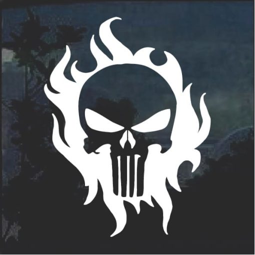 Punisher Skull Flam window Decal Sticker
