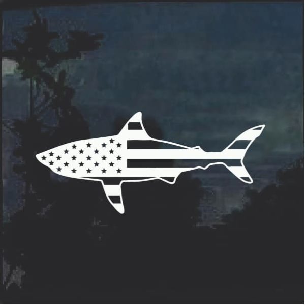 Shark American Flag Decal Sticker