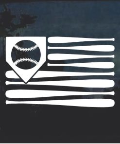 Baseball bat american flag window decal sticker