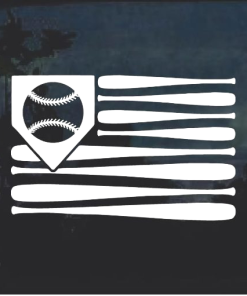 Baseball bat american flag window decal sticker