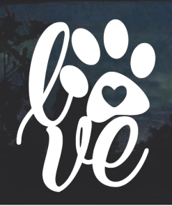 love Dog Paw Window Decal Sticker