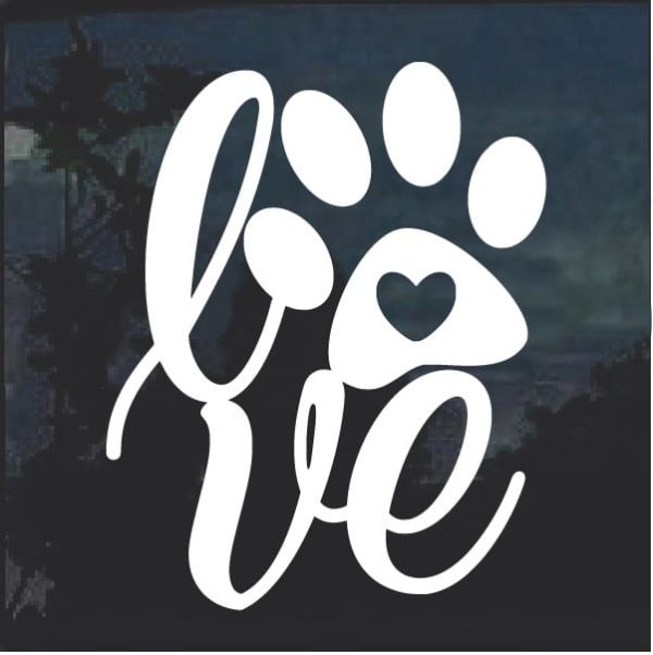 love Dog Paw Window Decal Sticker