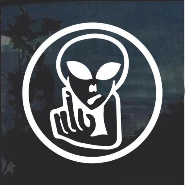 Alien Flip Off Fuck you Decal Sticker