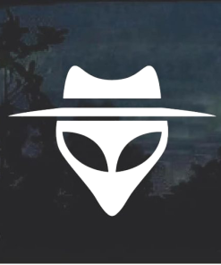 Alien head with hat window decal Sticker