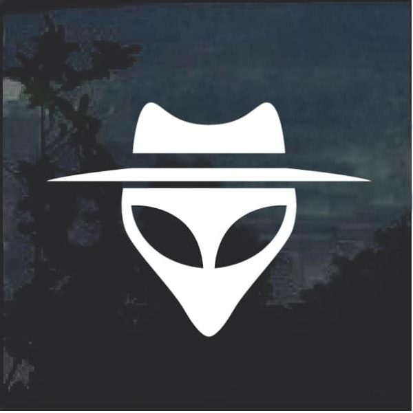 Alien head with hat Decal sticker
