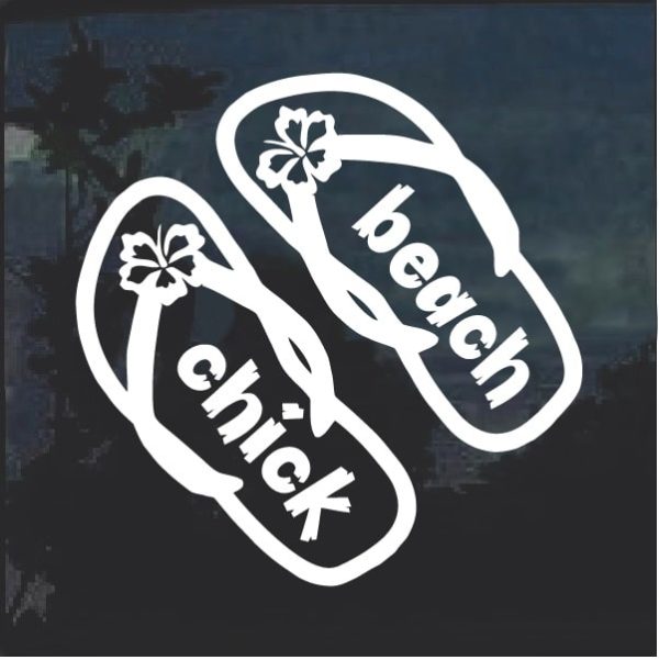 Beach Chick Flip Flops Window Decal Sticker