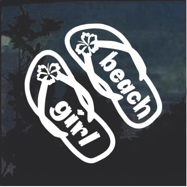 Beach Girl Flip Flops Window Decal Sticker
