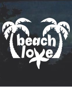 Beach Love Palm Trees Window Decal Sticker