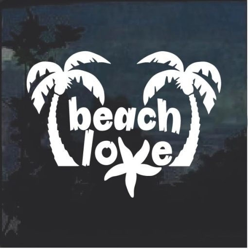 Beach Love Palm Trees Window Decal Sticker