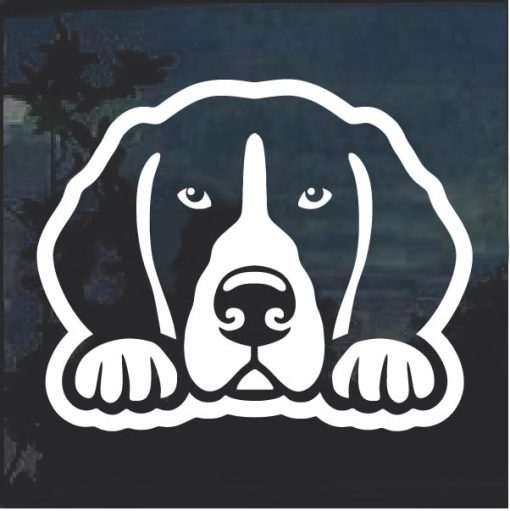 Beagle Peeking Dog Window Decal Sticker