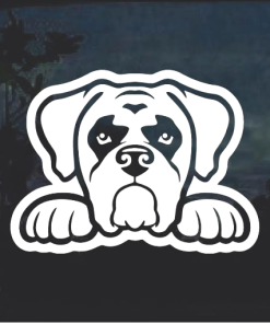 Boxer Peeking Window Decal Sticker