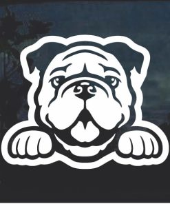 Bulldog Peeking Dog Window Decal Sticker