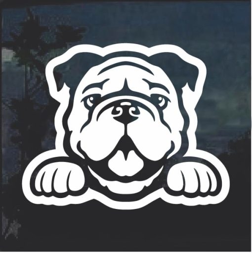 Bulldog Peeking Dog Window Decal Sticker
