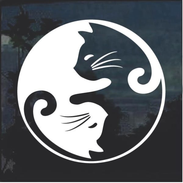 Cat Yin Yang Window Decal Sticker