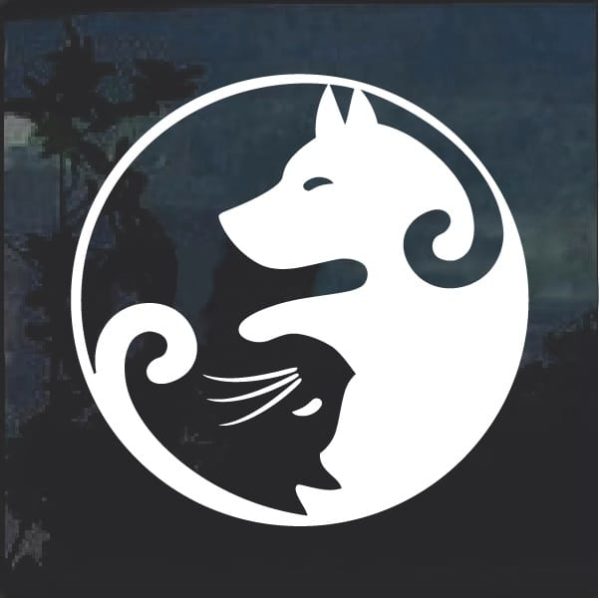 Cat and Dog Yin Yang Window Decal Sticker