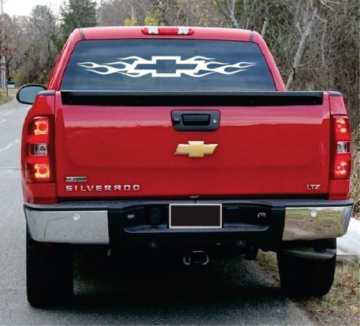 Chevy Bowtie With Flames Window Decal Sticker