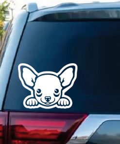 Chihuahua Peeking Window Decal Sticker