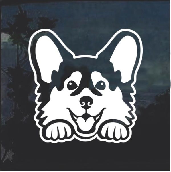 Corgi Peeking Dog Window Decal Sticker