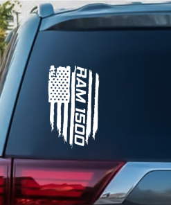 Dodge Ram 1500 Weathered Flag Decal Sticker - Dodge Decal Sticker