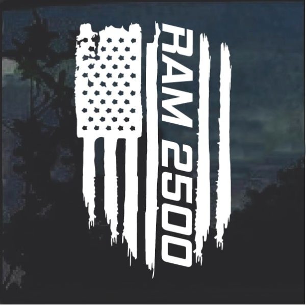 Dodge Ram 2500 Weathered Flag Decal Sticker