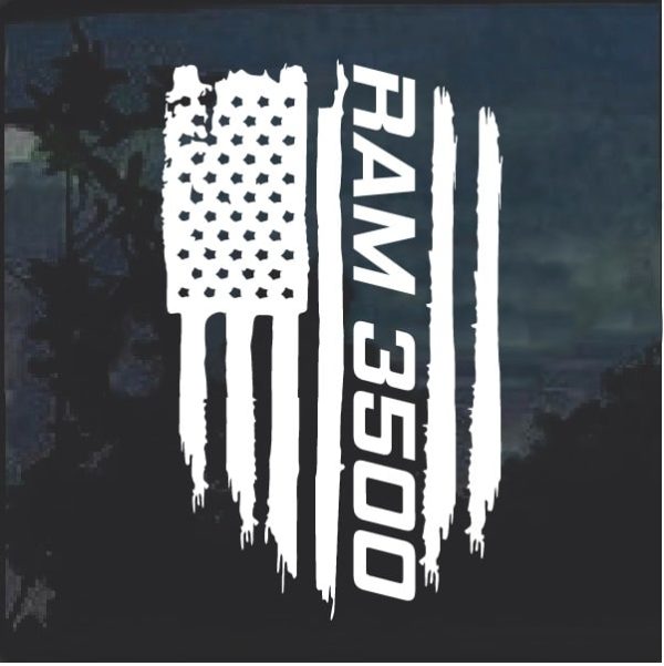 Dodge Ram 3500 Weathered Flag Decal Sticker