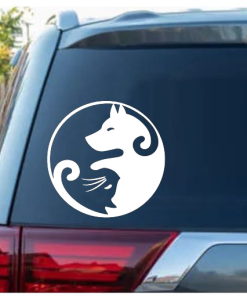 Dog and Cat Yin Yang Window Decal Sticker
